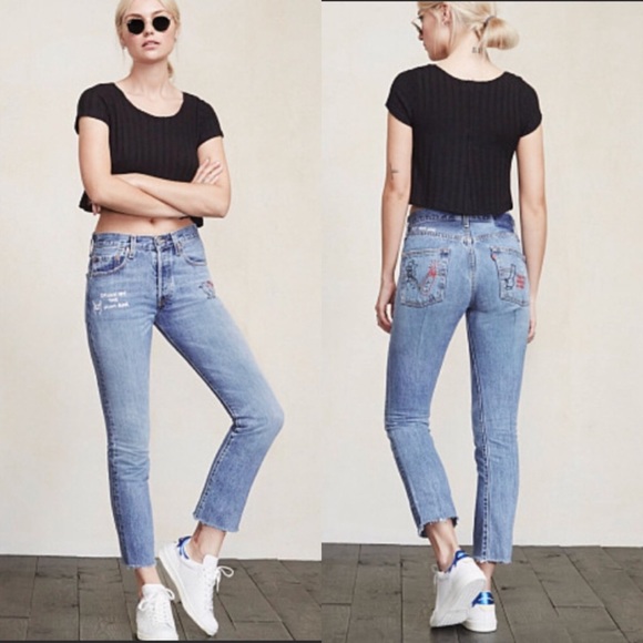 reformation embroidered jeans